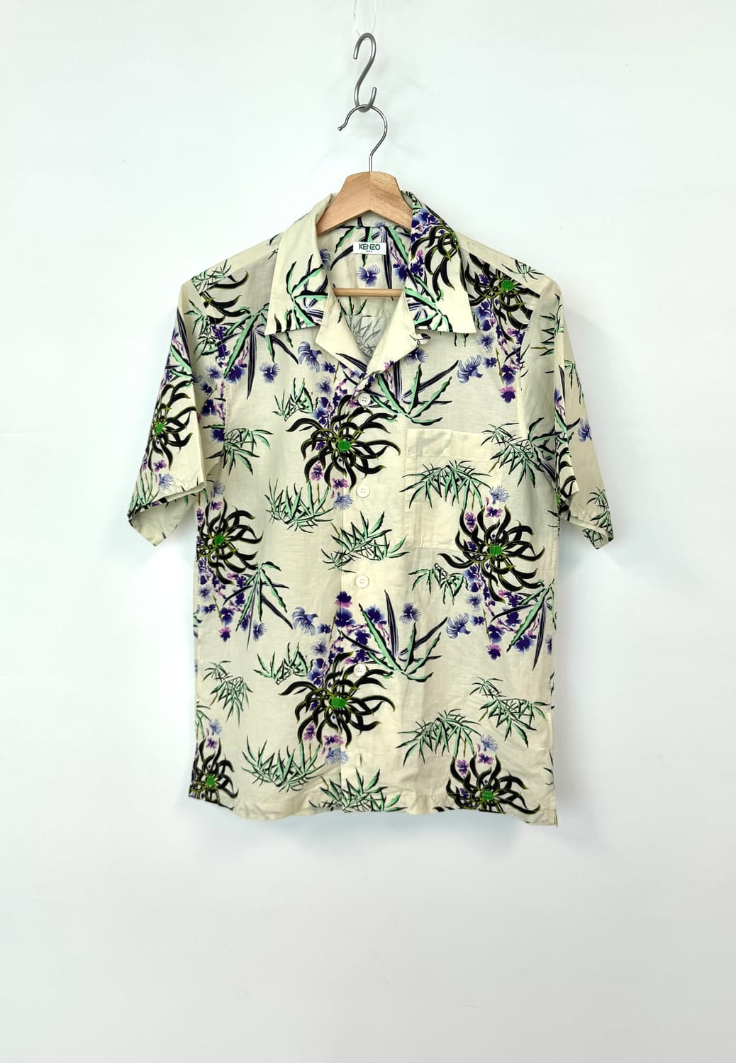 KENZO 겐조 코튼, 린넨혼방 알로하 오픈카라 반팔 셔츠 M 상품이미지1