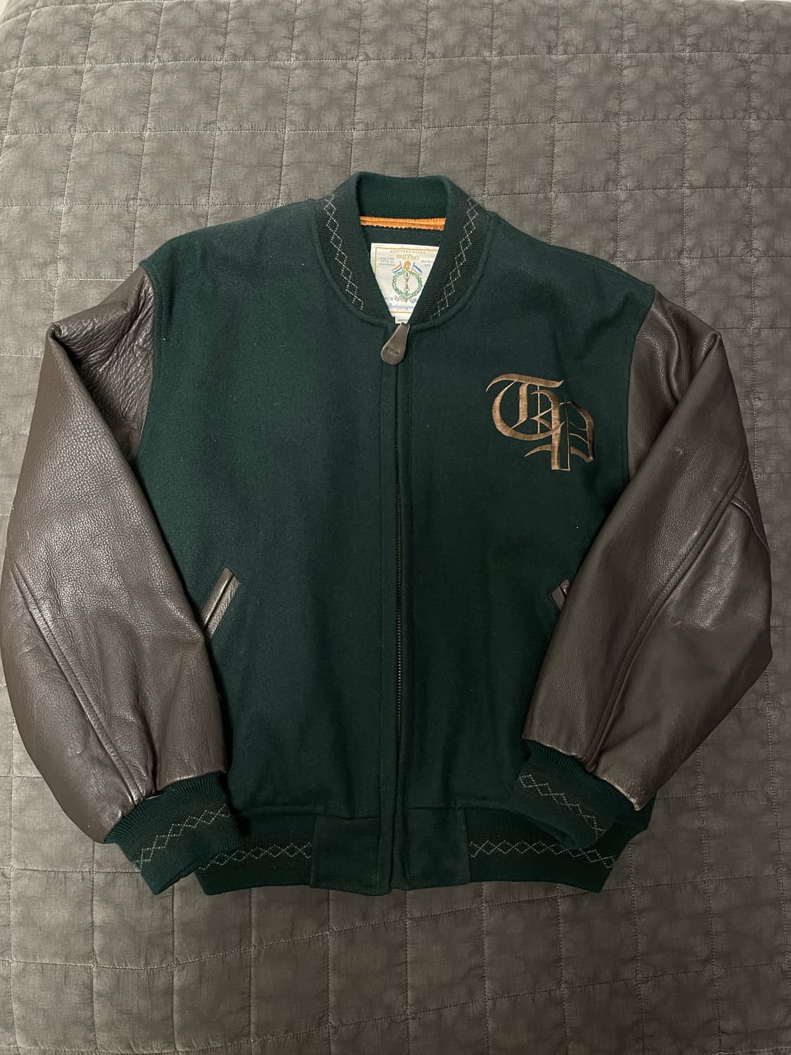 빈티지 레더 바시티 자켓 상품이미지1