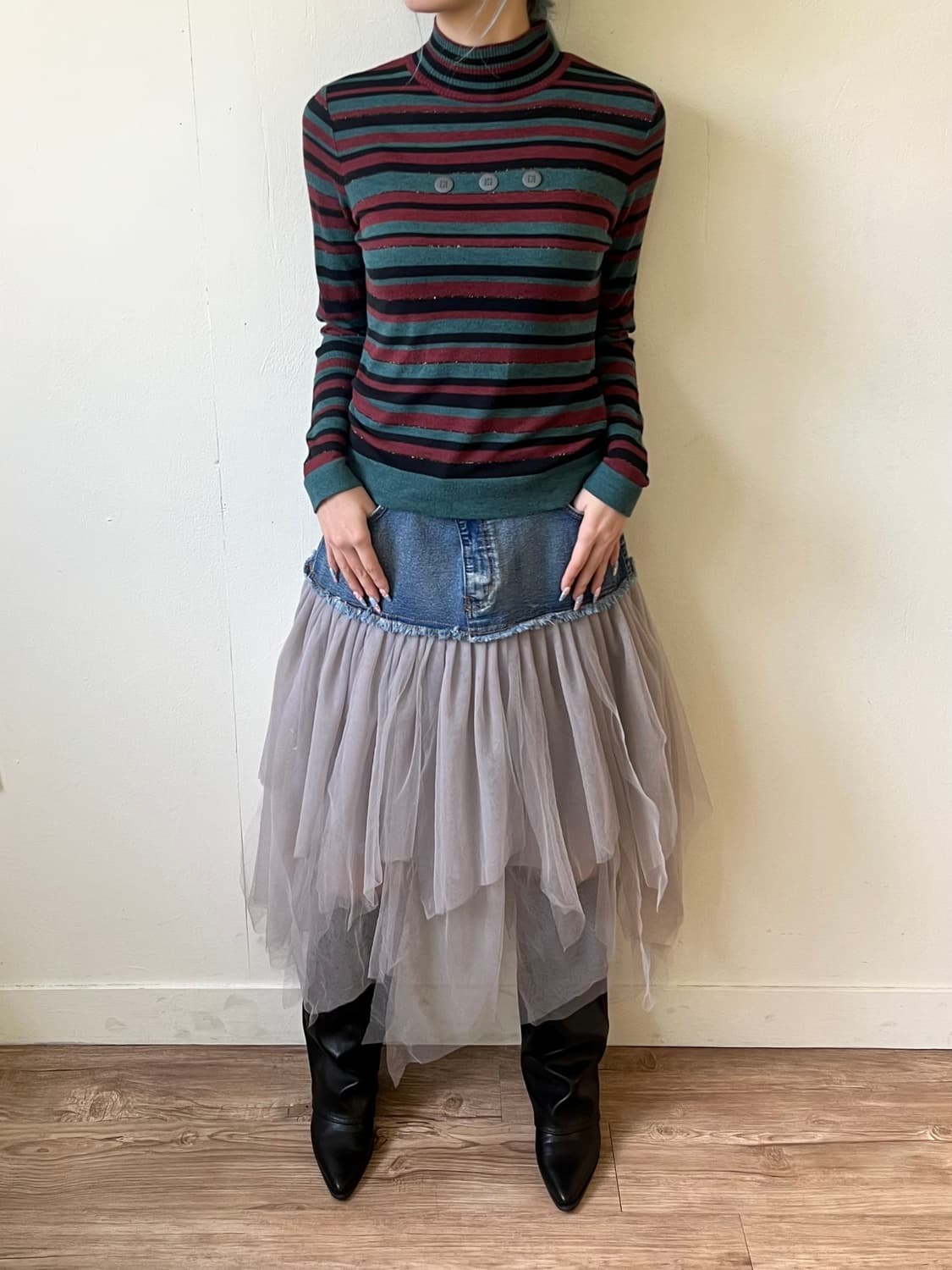 SHEIN 데님 튤 스커트 상품이미지7