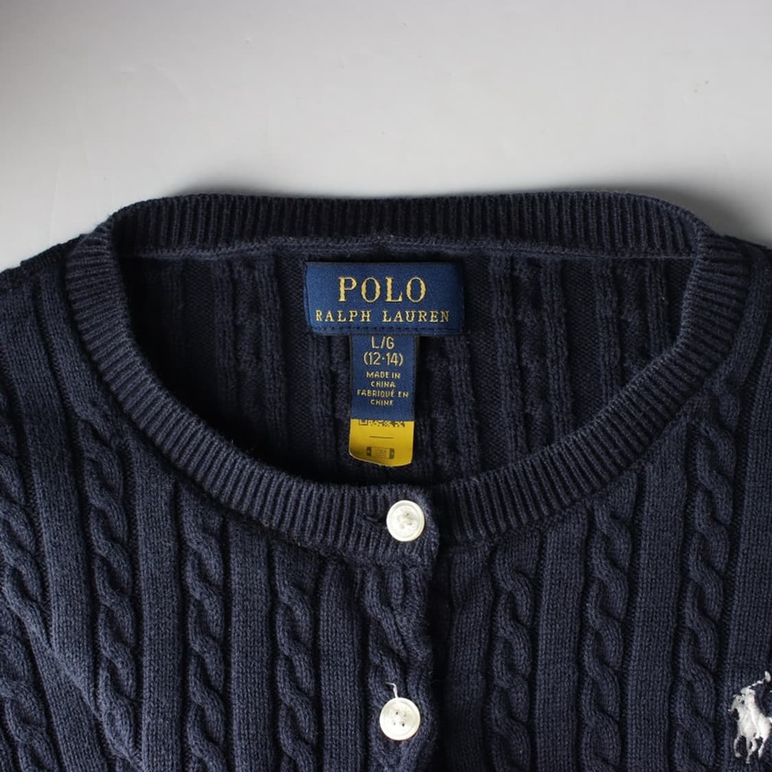 폴로 랄프로렌 네이비 케이블 니트 가디건 L 12-14 상품이미지5