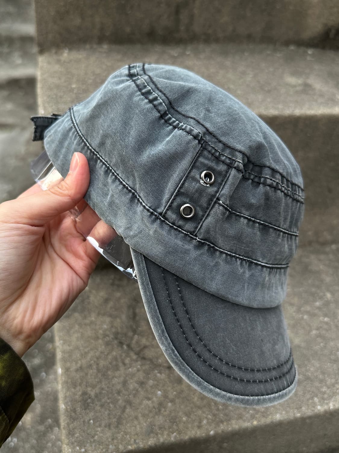 Gray washing grunge denim cap  상품이미지3