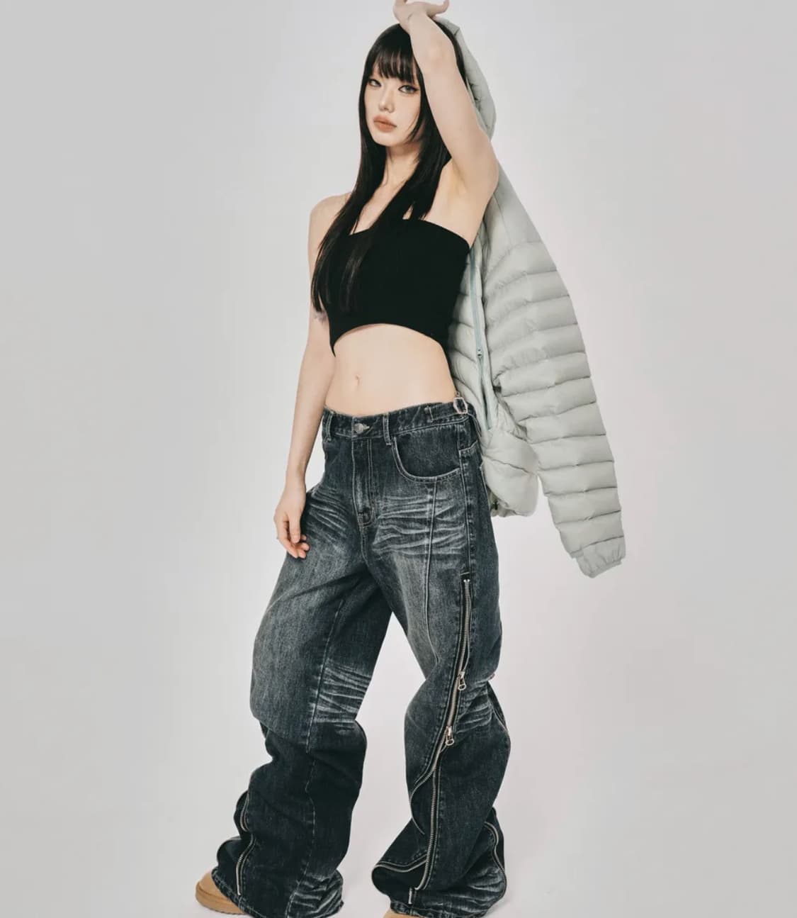 스키즘 인듀싱 CONVERTIBLE ZIP UP JEANS BLUE 상품이미지1