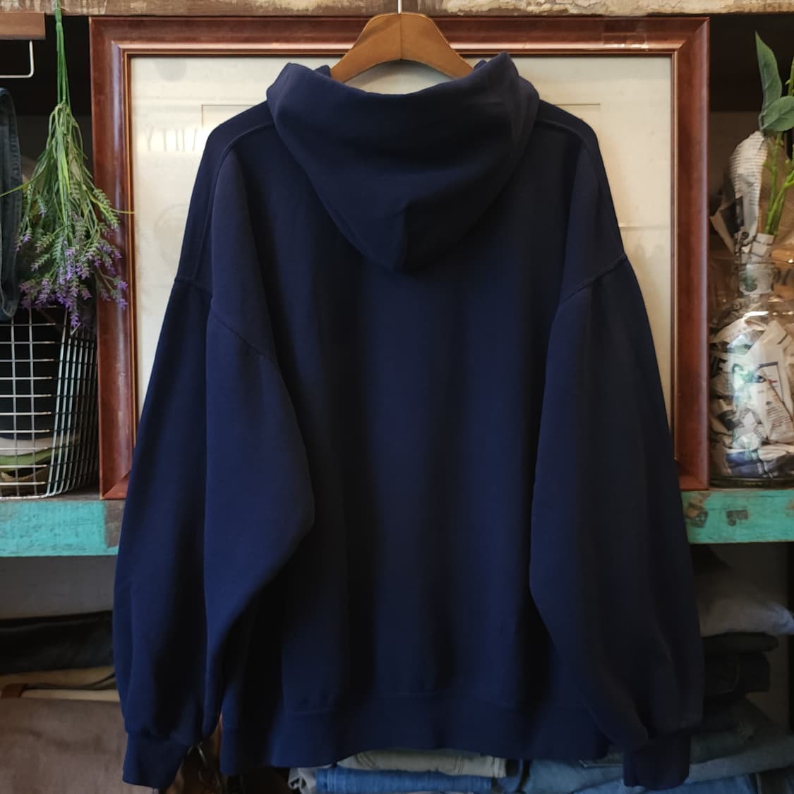 90s 러셀 후드 스웻셔츠 바이킹 미국 오리지널 빈티지 레터링 XL 상품이미지3