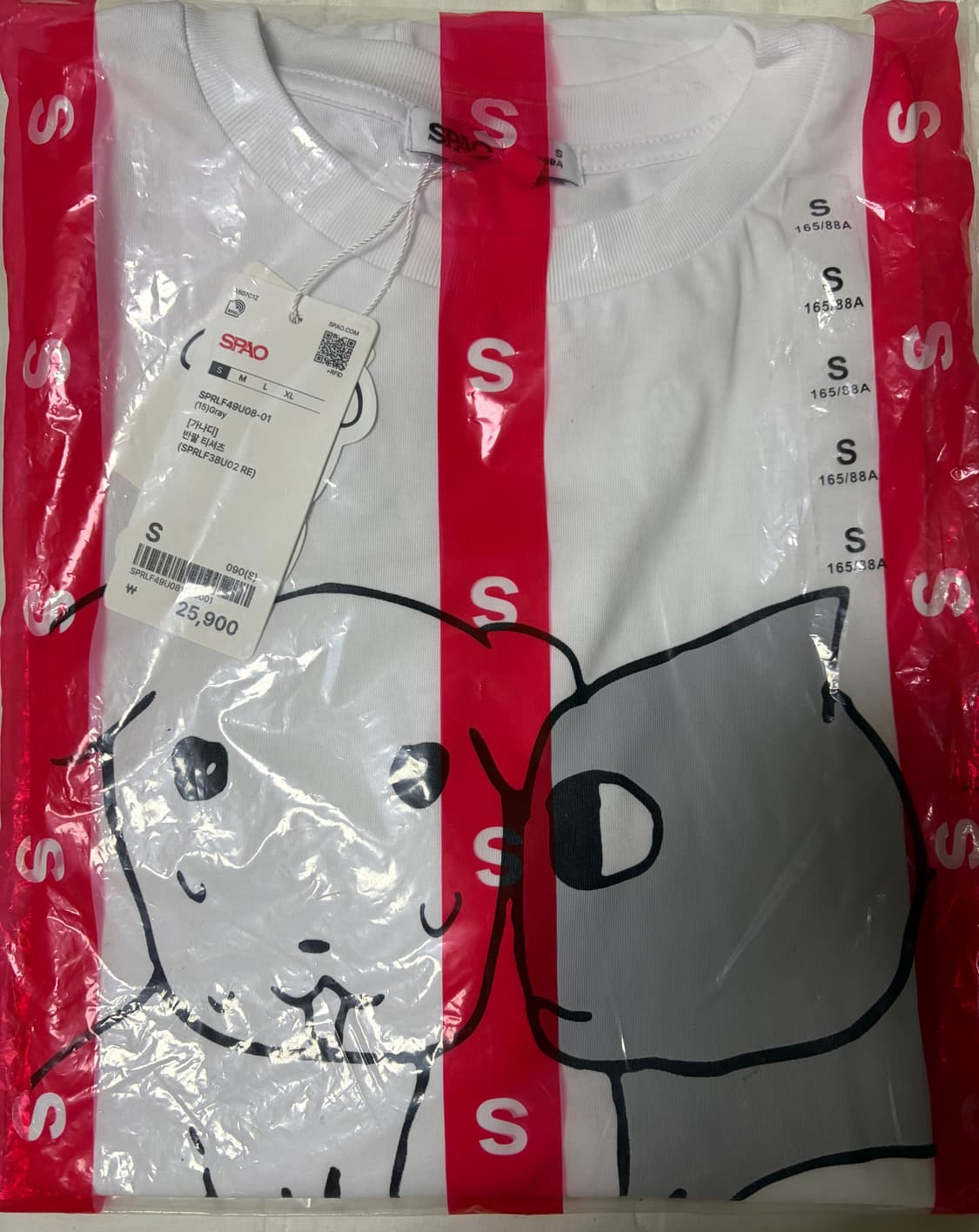 (미개봉) 스파오 가나디 고냐니 반팔 티셔츠 S 상품이미지1