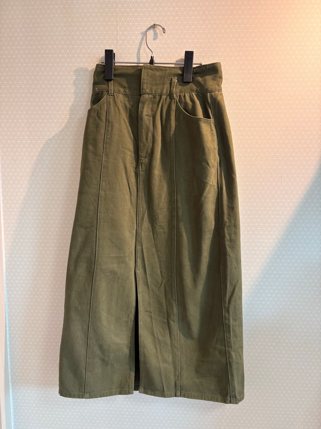 카키 앞트임 롱스커트 상품이미지2