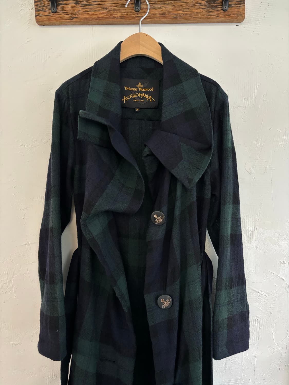 Vivienne Westwood 비비안웨스트우드 그린 체크 카라 울 코트 상품이미지5