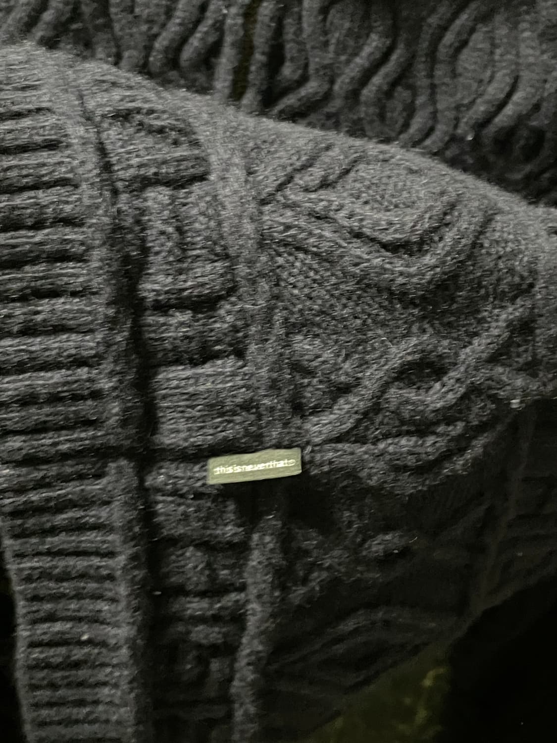 L 디스이즈네버댓 케이블 니트 후드집업 네이비 상품이미지5