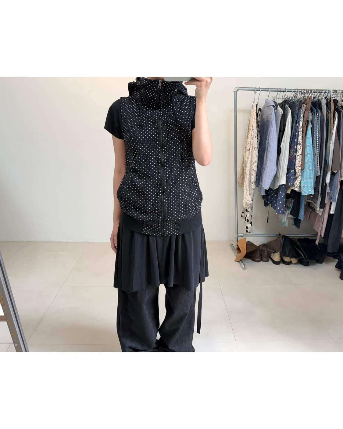 Modified 도트 베스트 집업 상품이미지2