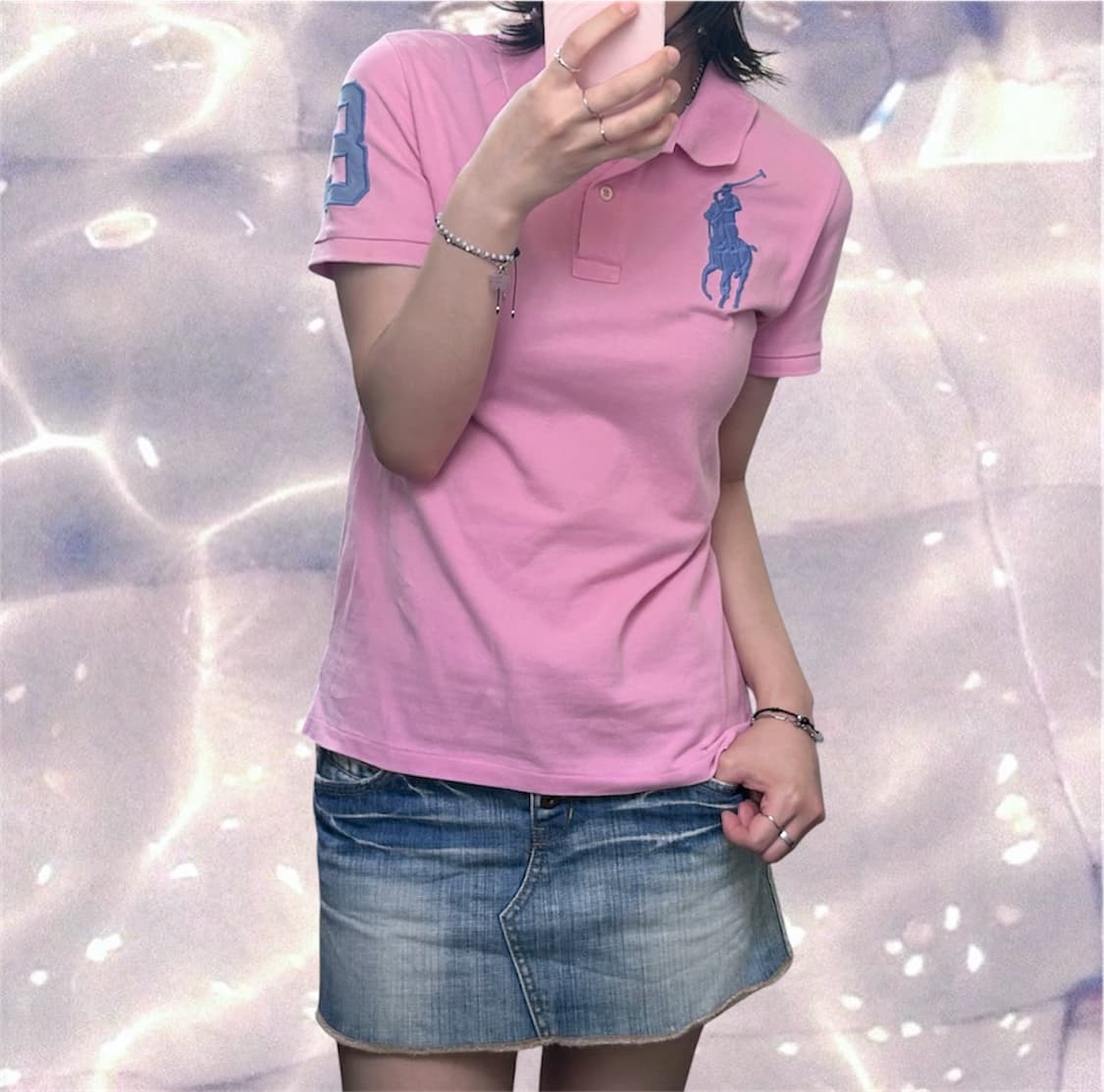 폴로 랄프로렌 빅포니 치프키프 르세라핌 반팔 카라 티셔츠 핑크 L 상품이미지4