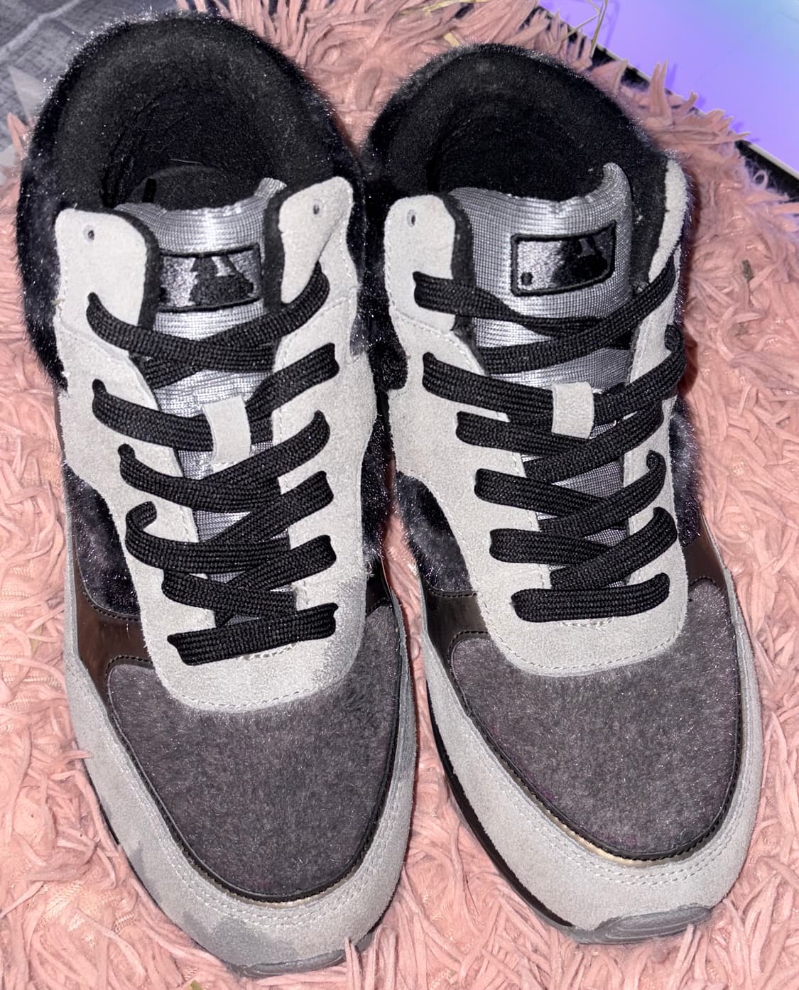 y2k 갸루깔 MLB 실버&블랙 겨울 털 슈즈 상품이미지1