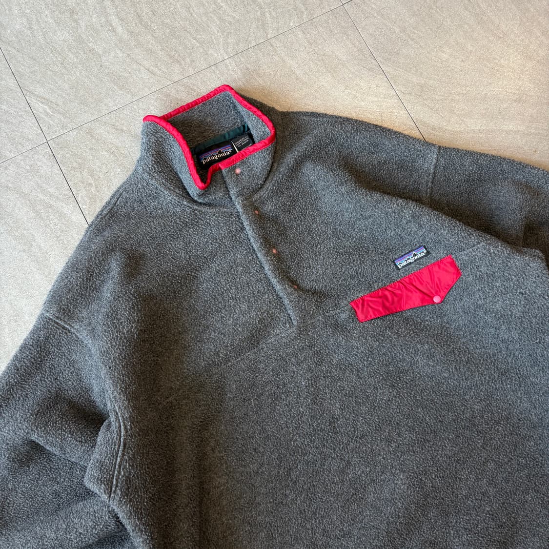 90년대 자메이카 생산 파타고니아 신칠라 그레이 스냅티 상품이미지2