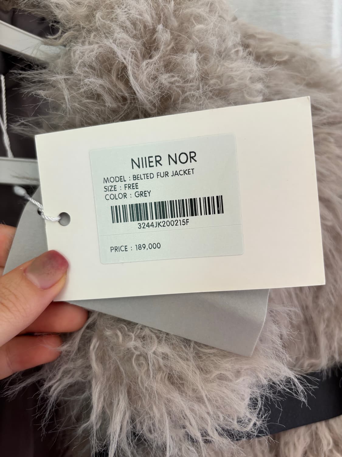 니어노어 BELTED FUR JACKET_GREY 상품이미지3