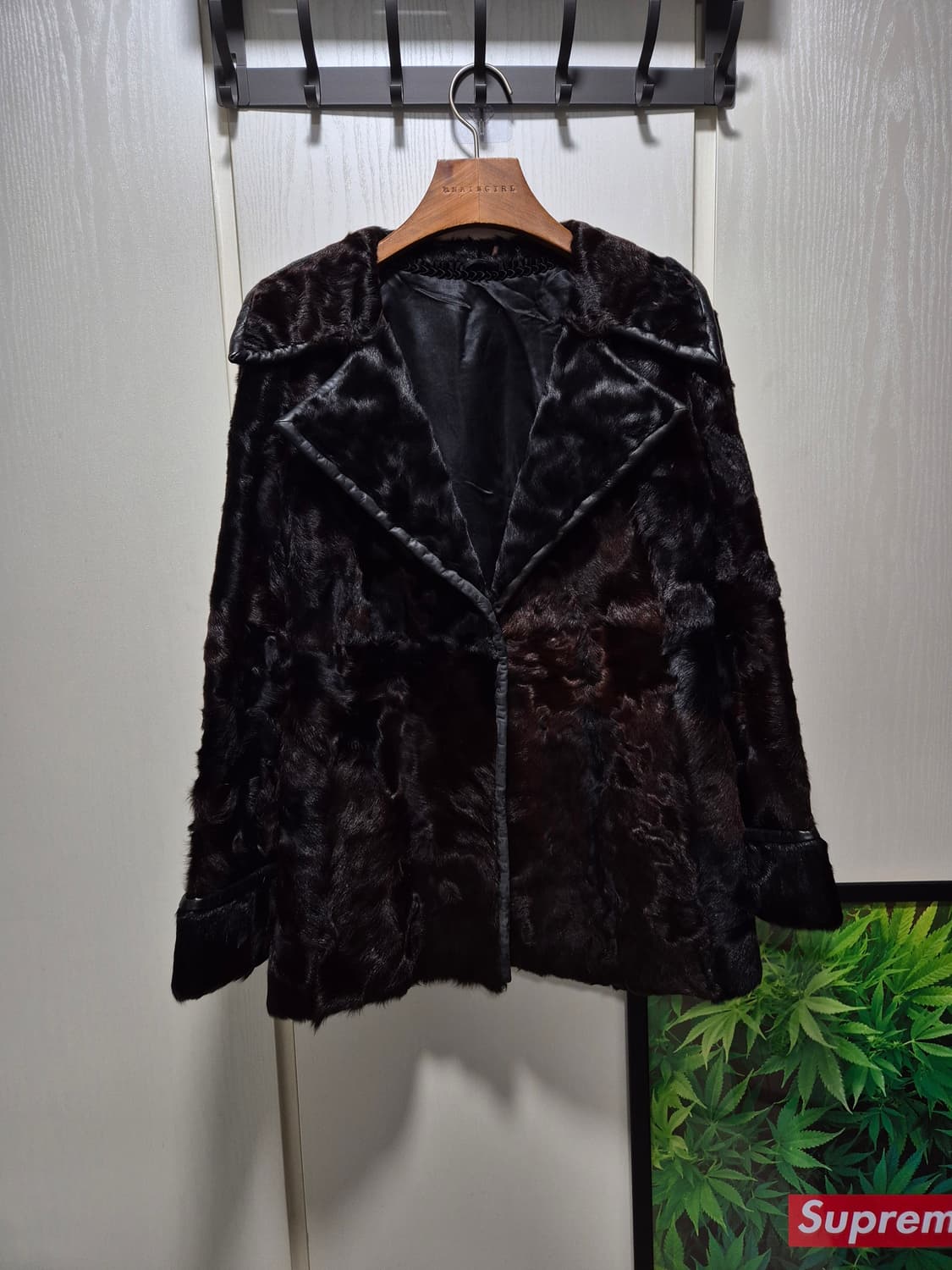 (세일)빈티지 송치 퍼 코트 자켓 다크브라운,블랙 믹스 상품이미지2