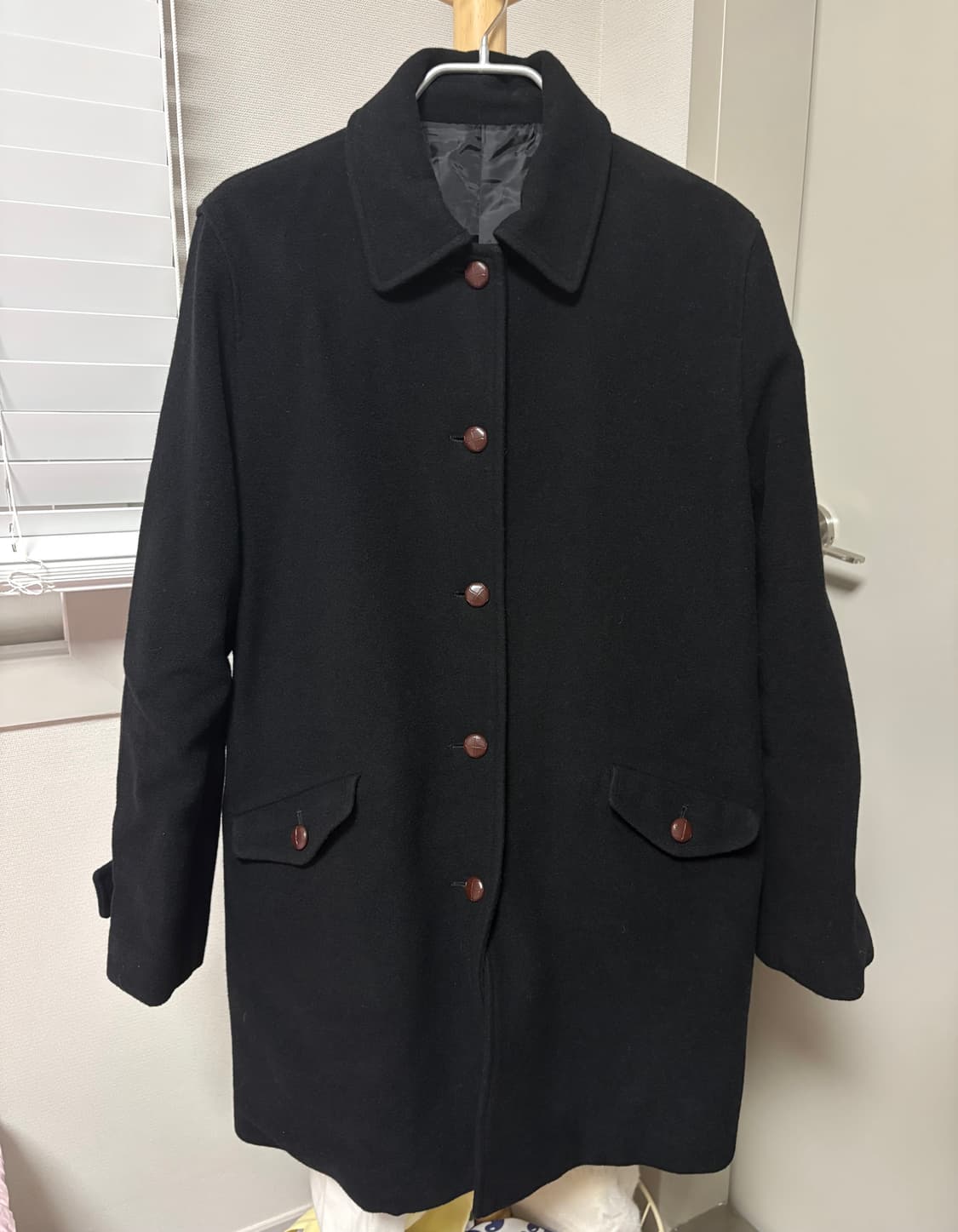 빈티지 버튼 울 코트 상품이미지3