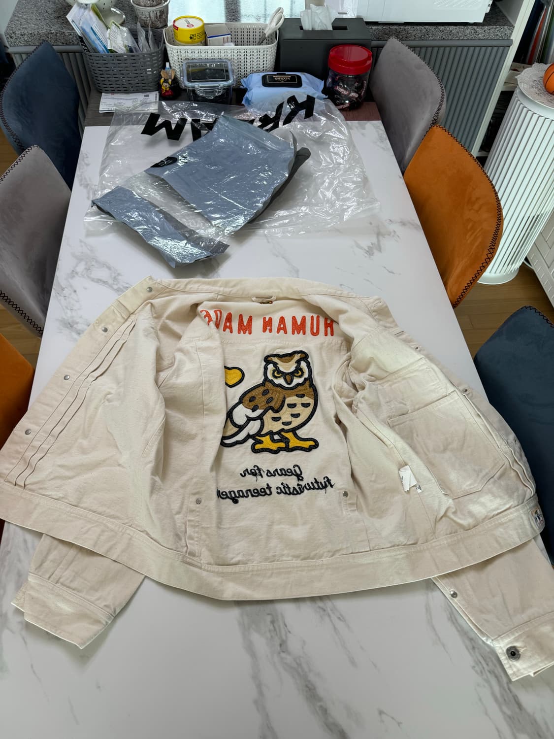 [L]휴먼메이드 내츄럴 데님 워크자켓 화이트 부엉이 상품이미지6