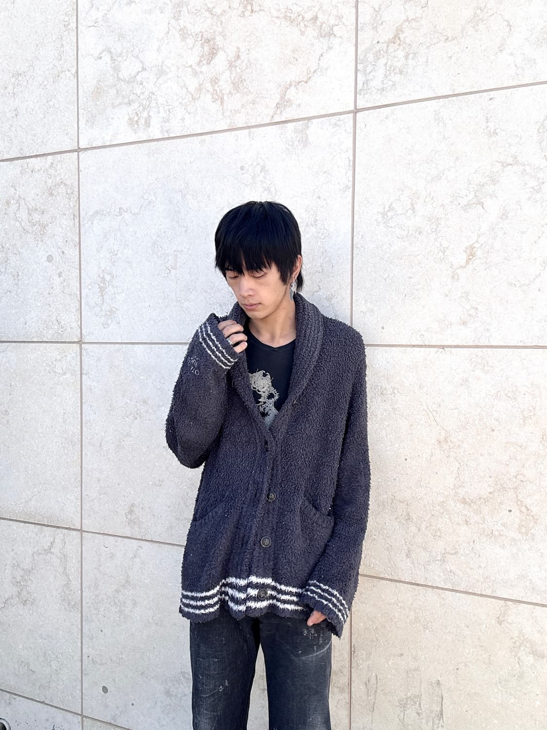 [GELATO PIQUE] Stipe Detail Grey Knit Ca 상품이미지2