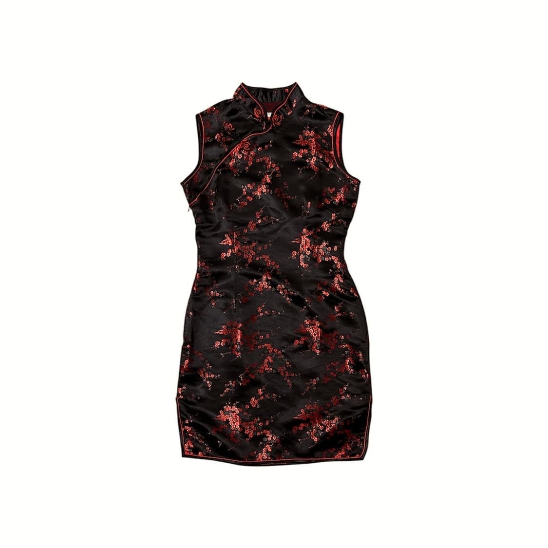 블랙 실크 민소매 치파오 상품이미지2