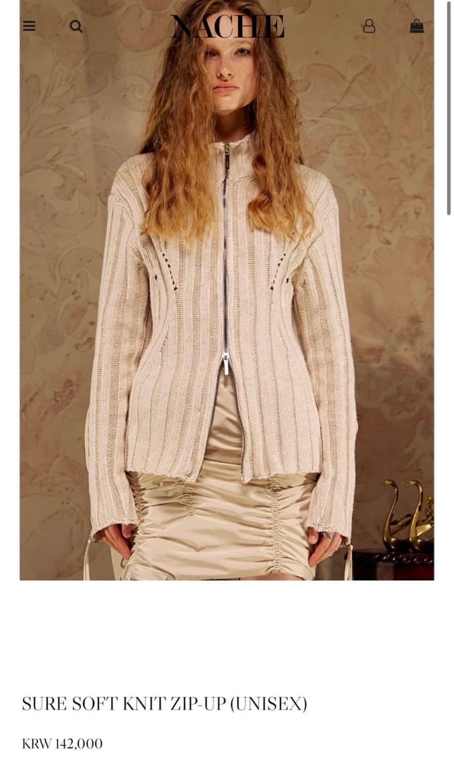 나체 니트 집업 NACHE 아이보리 상품이미지1