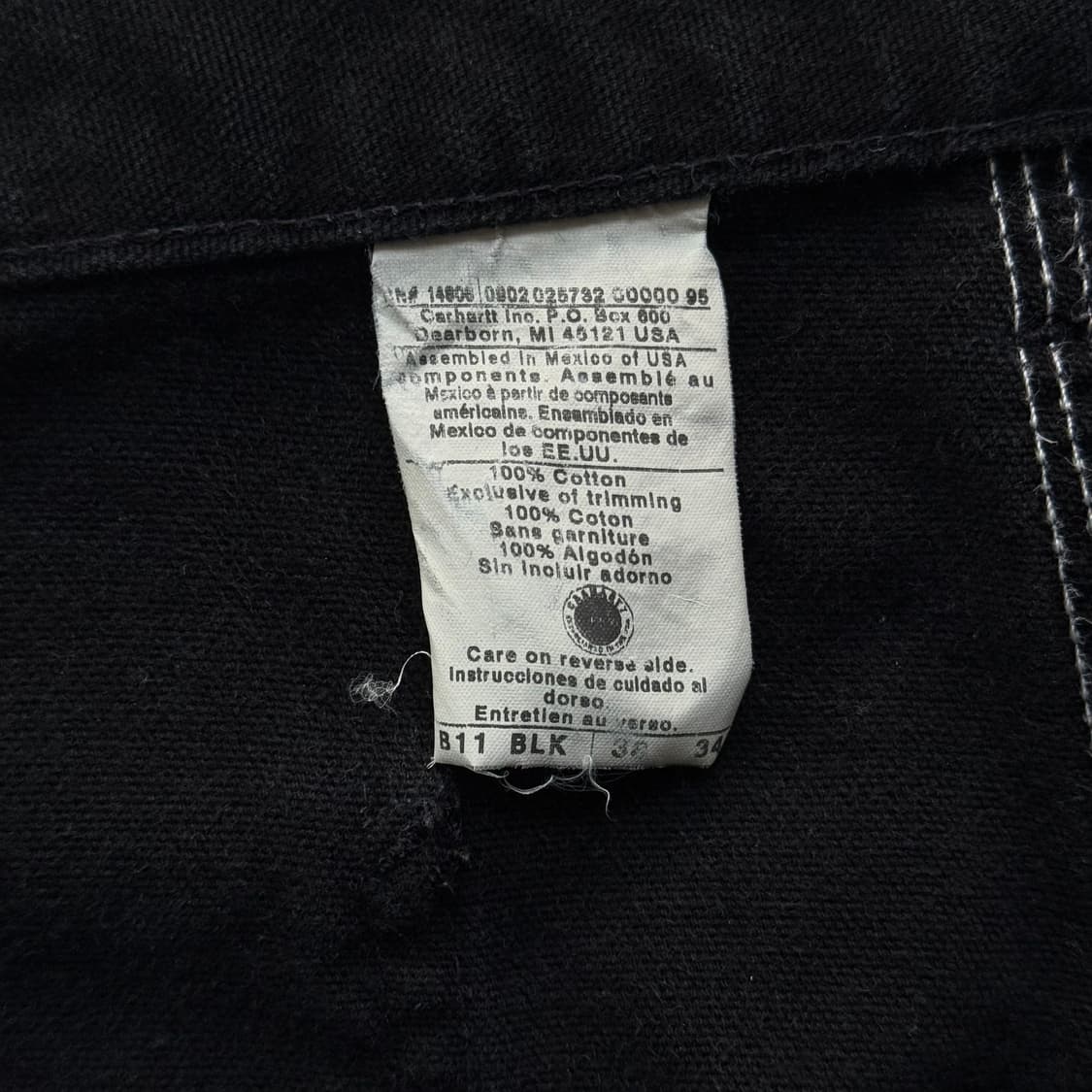 칼하트 B11 싱글니 카펜터 팬츠 블랙 상품이미지8
