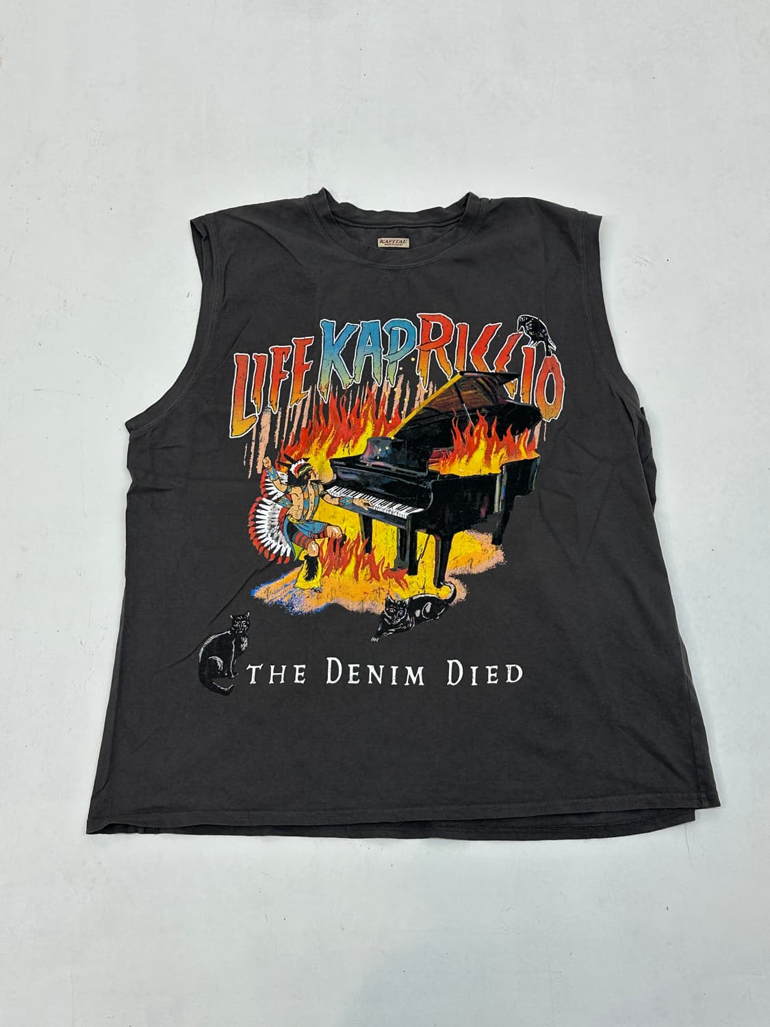 캐피탈 20 저지 슬리브리스 빅 티셔츠 버닝 피아노 Pt 잉크 블랙 상품이미지1