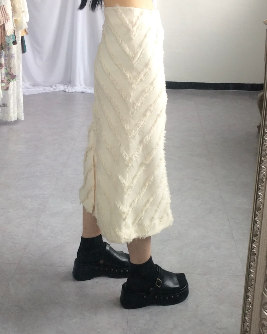 Fringe pattern point long skirt 상품이미지6