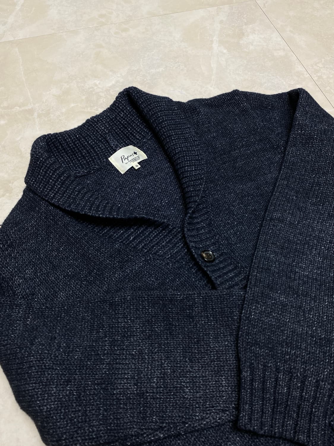파파스 숄카라 니트 스웨터 가디건 네이비 M 상품이미지1