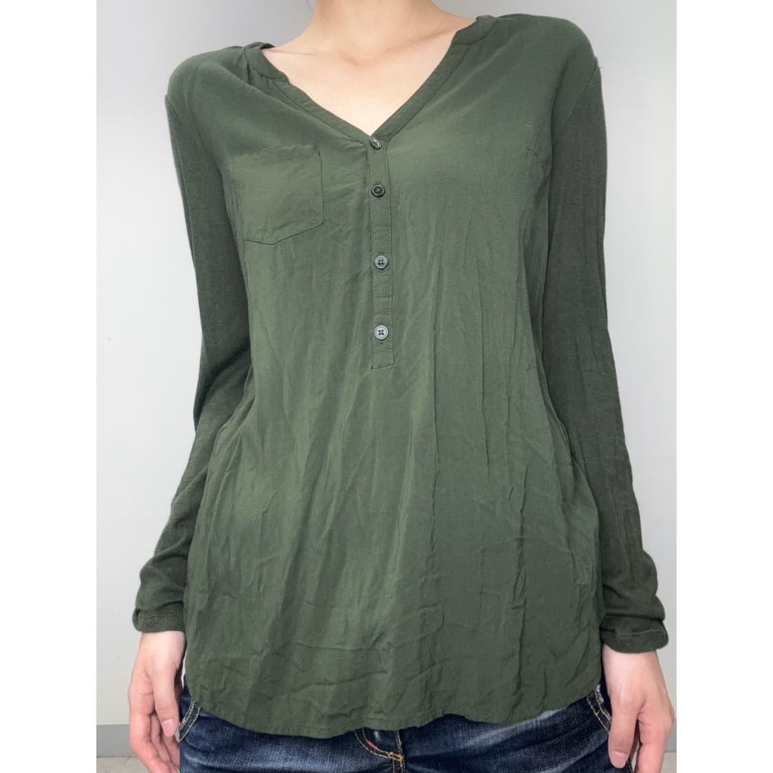 빈티지 카키 롱슬리브 티셔츠 상품이미지1