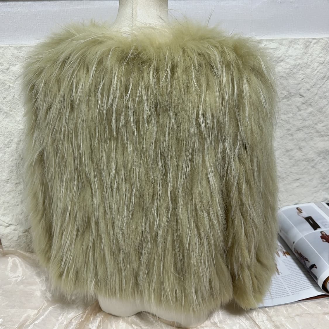 빈티지 아보카도 그린 라쿤퍼 자켓 상품이미지4