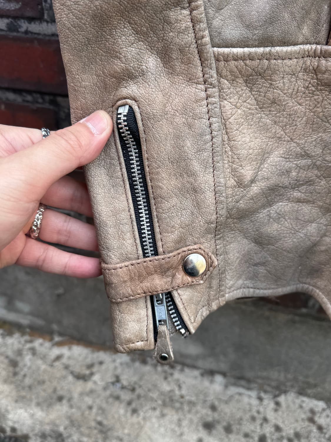 더티 페이딩 양가죽 라이더자켓  상품이미지10