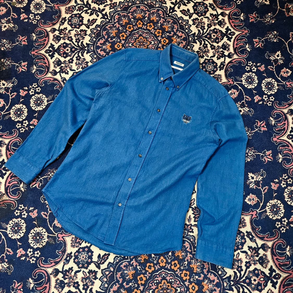 겐조(KENZO) 버진울 코튼 혼방 시그니쳐 로고 버튼다운 셔츠 상품이미지2