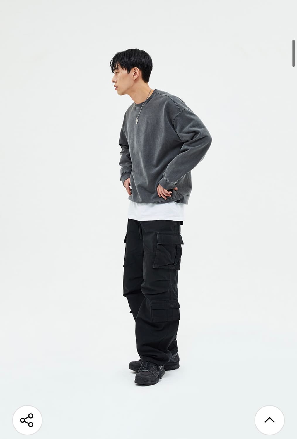 980G 피그먼트 맨투맨-차콜- 상품이미지2