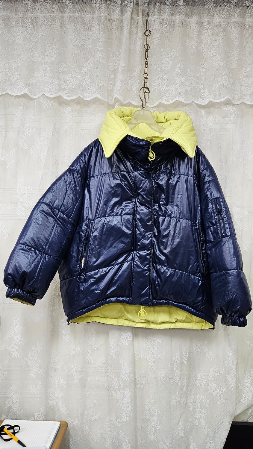 170.럭키슈레트 라임색 숏 양면 패딩  상품이미지7