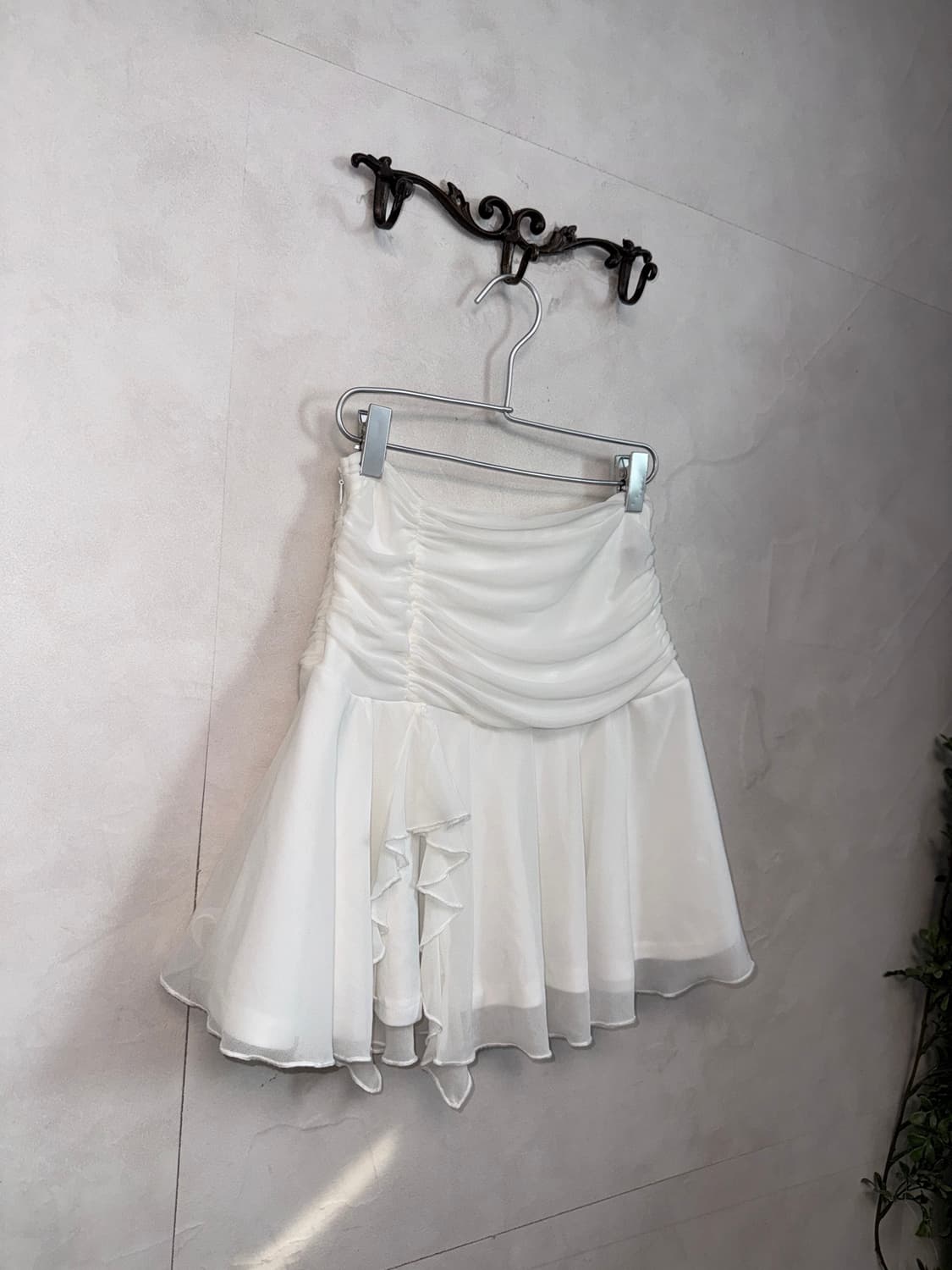 White shirring ruffle chiffon skirt 상품이미지2