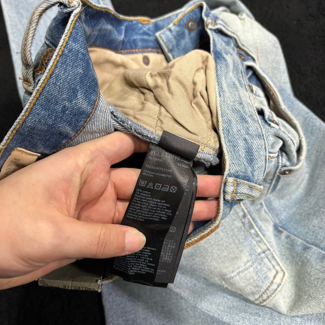 새상품 28 올세인츠 시가렛 연청 디스트로이드 데님팬츠 상품이미지7