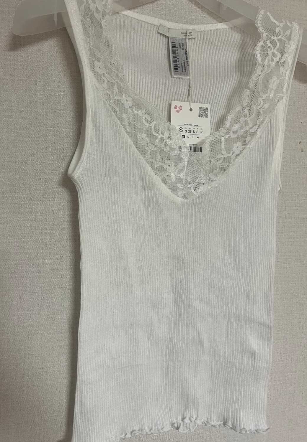 ZARA 자라 레이스 리브드 티셔츠, 자라 레이스 나시 상품이미지8