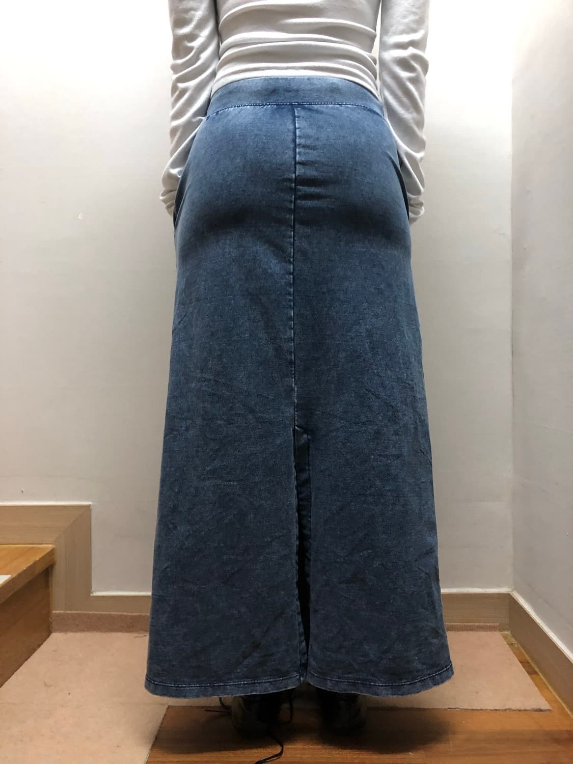 빈티지 데님 프린팅 코튼 롱 스커트 상품이미지10