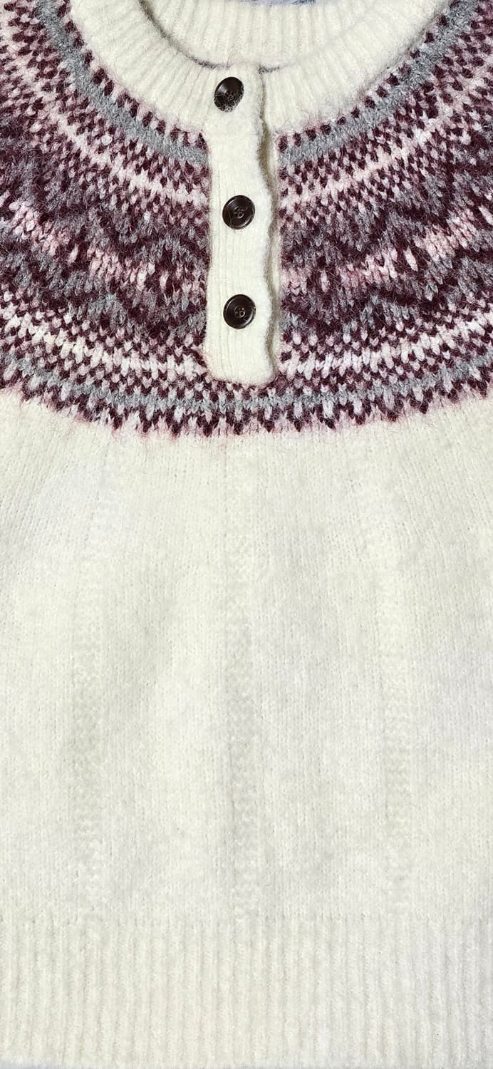 아이보리 노르딕 패턴 헨리넥 니트 Free 상품이미지3