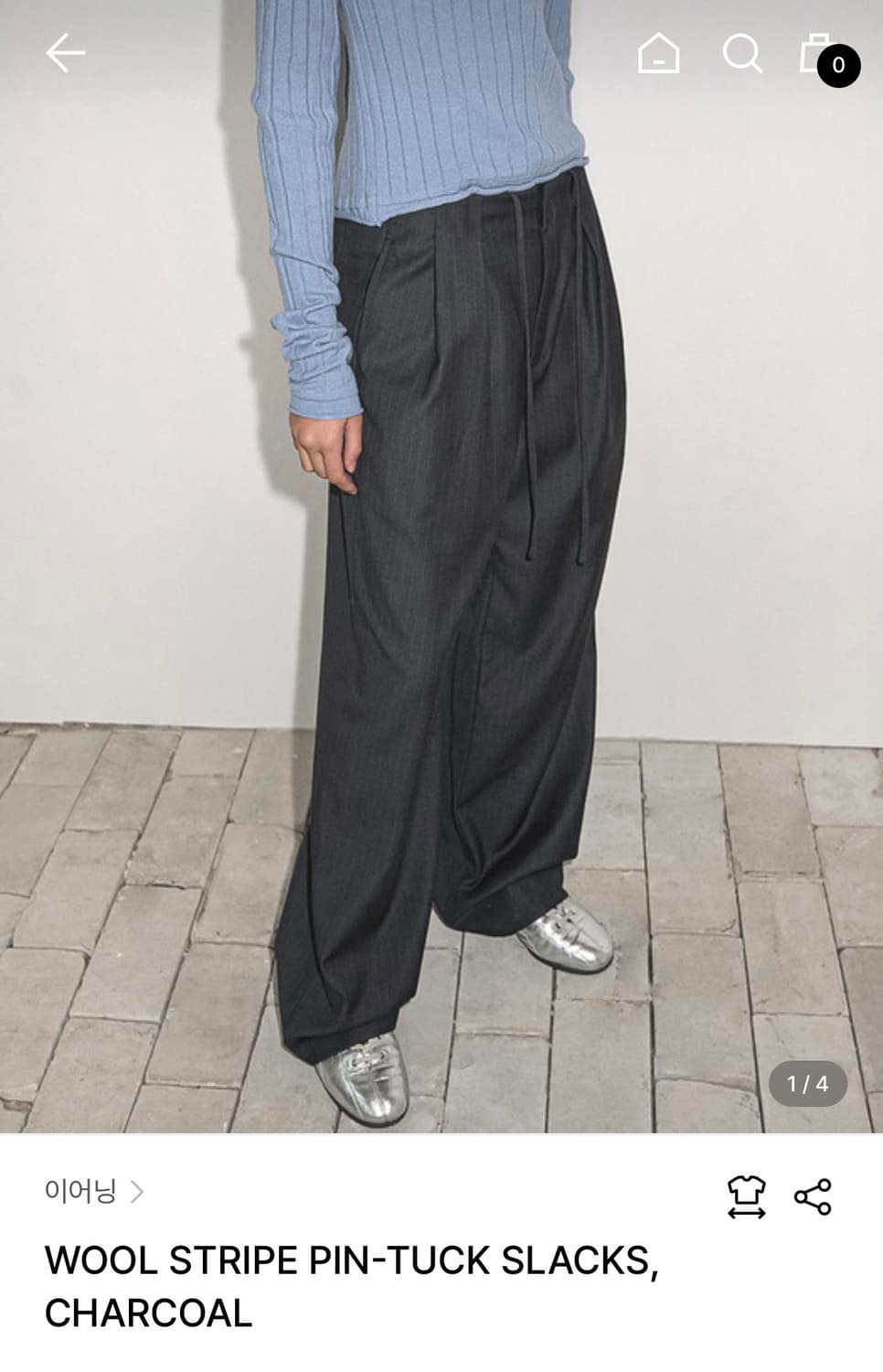 이어닝 WOOL STRIPE PIN-TUCK SLACKS, 차콜  상품이미지7