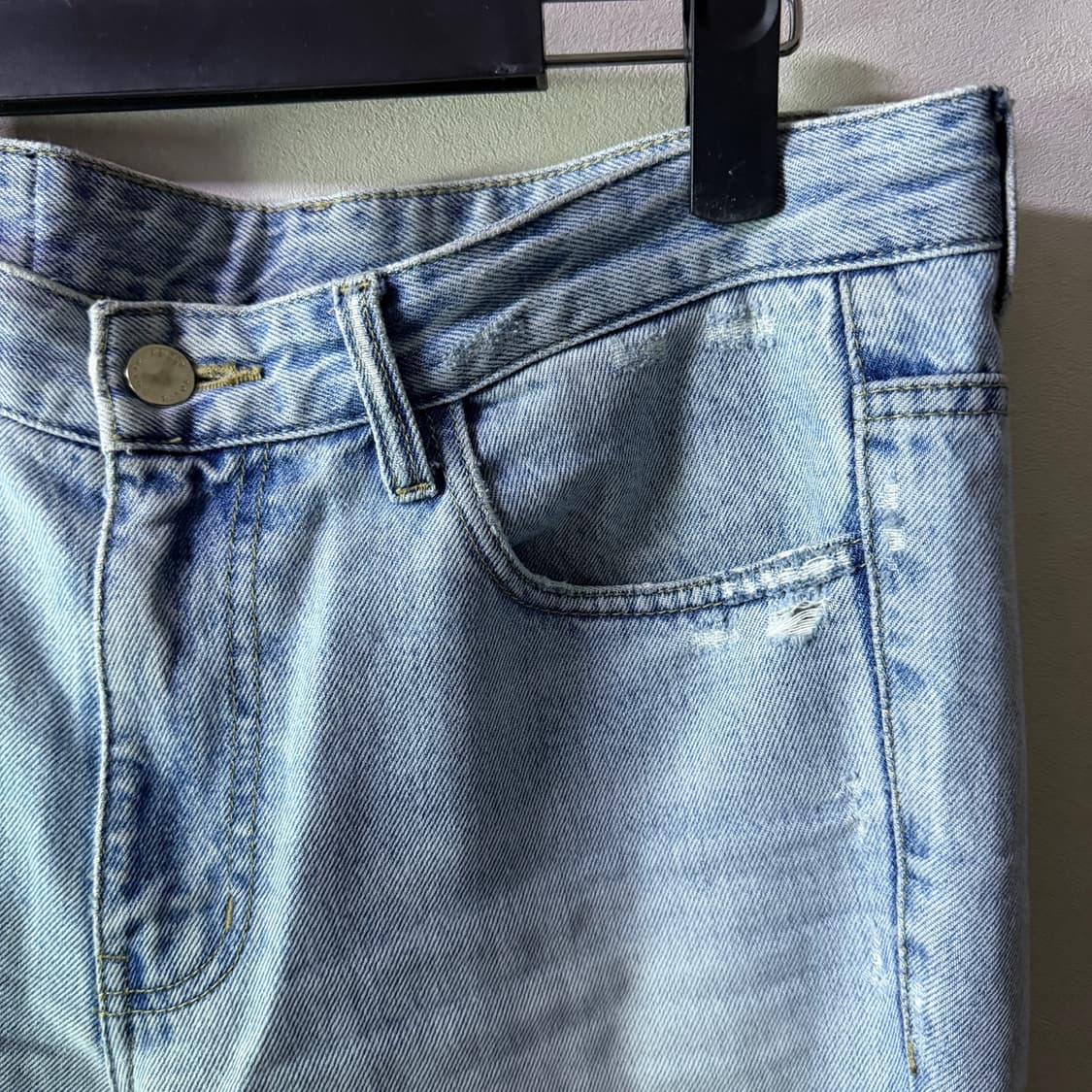 솔리드옴므 가죽패치 남성 연청 데님팬츠 48 (32정도) 상품이미지2