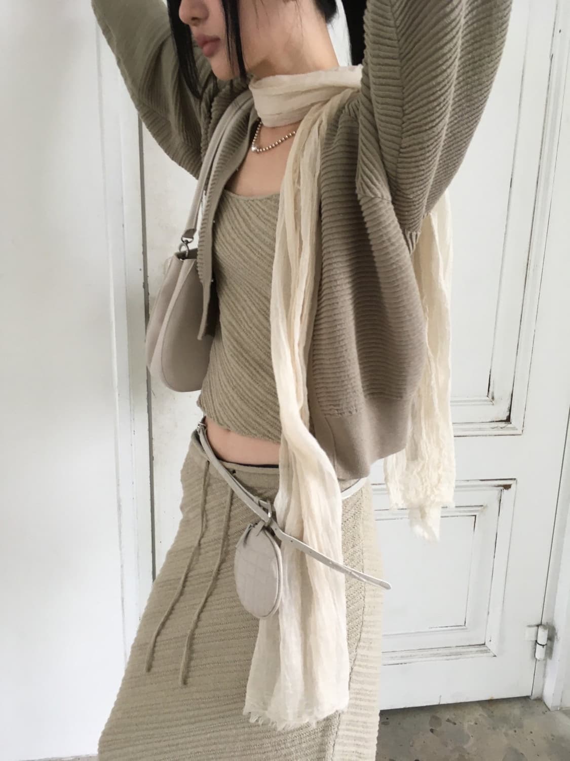 브리드 3D 플리츠 가디건 카키 상품이미지9