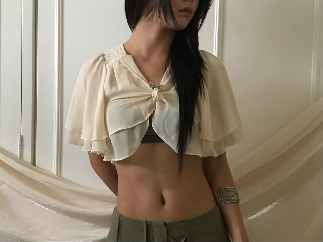  sheer Shoulder blouse  상품이미지2