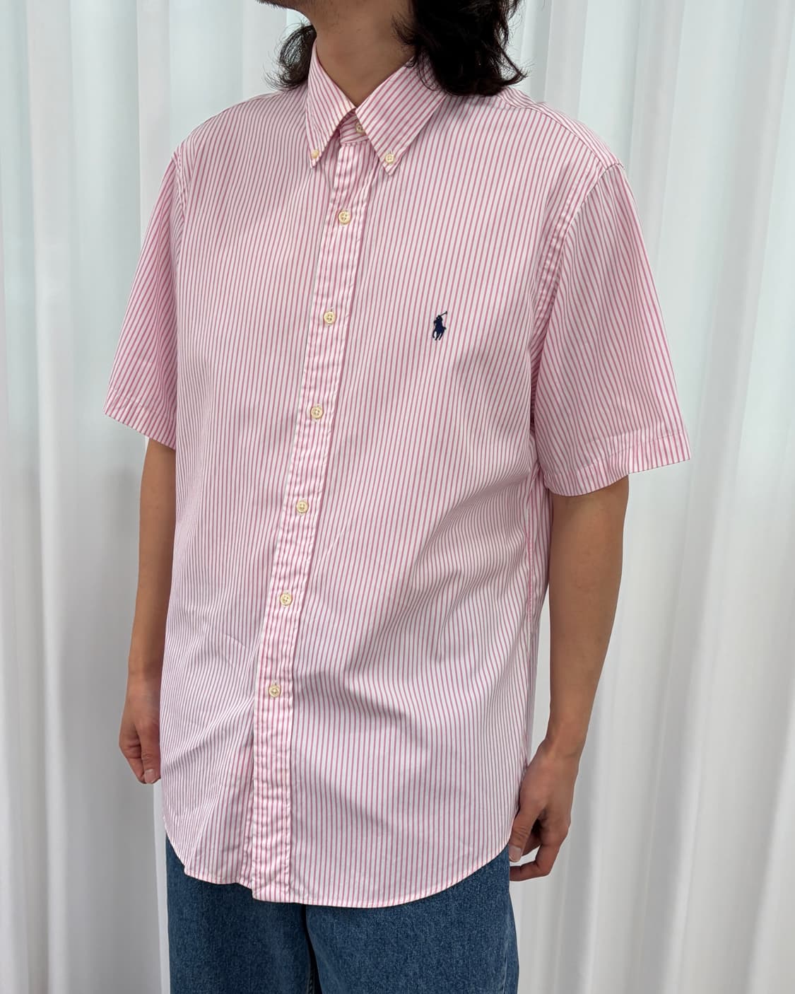 [XL]폴로 랄프로렌 스트라이프 포플린 반팔 셔츠 상품이미지1