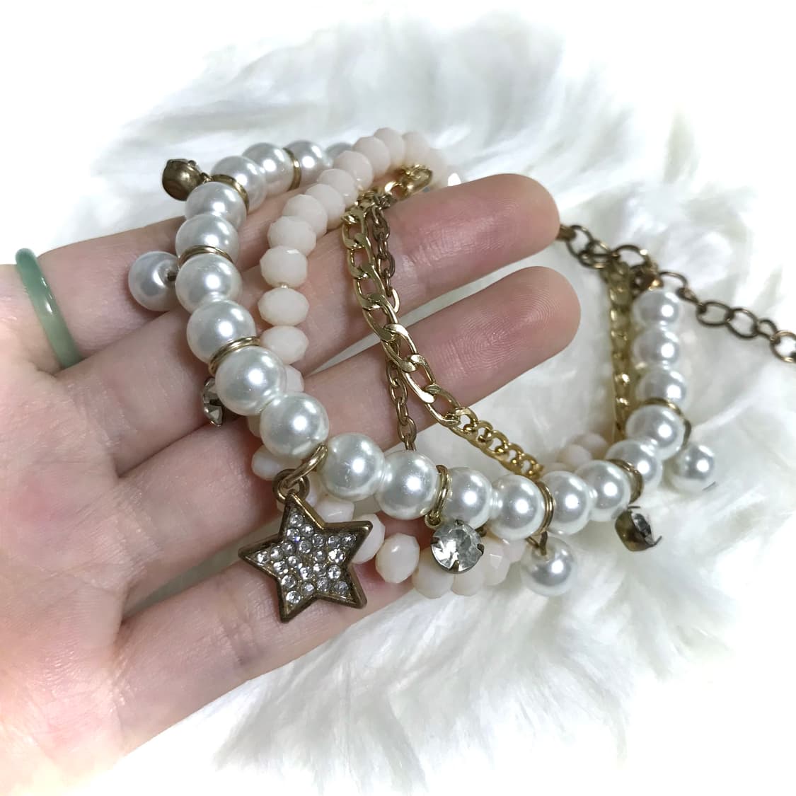 빈티지 갸루 별 y2k 진주 레이어드 팔찌 상품이미지3