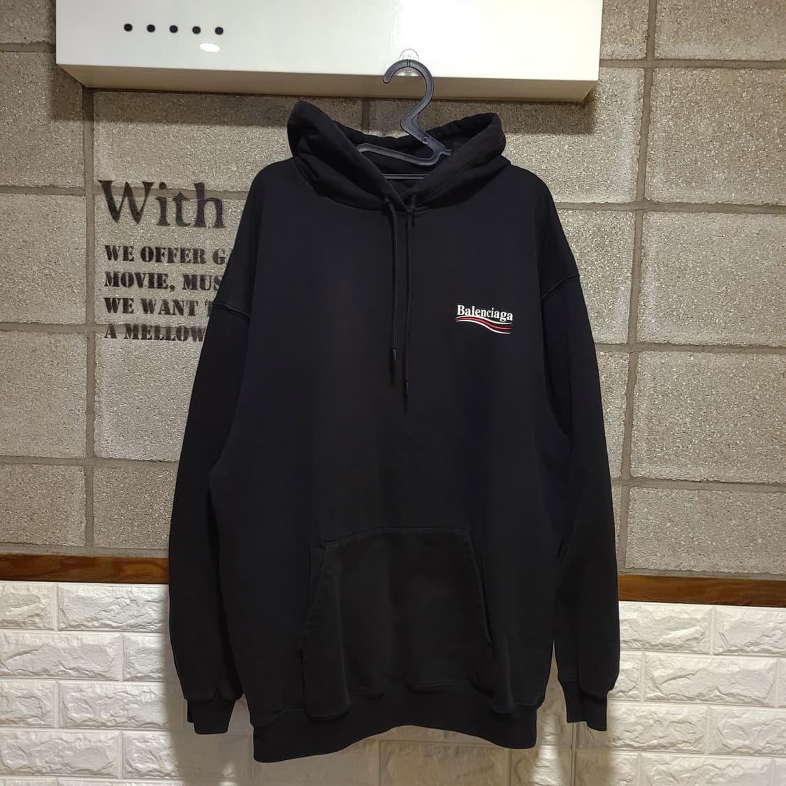 발렌시아가 웨이브로고 후드티 M 상품이미지1