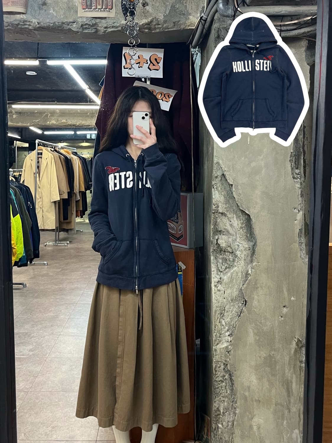 홀리스터 투웨이 기모 후드집업 네이비 XL #csz3597 상품이미지1