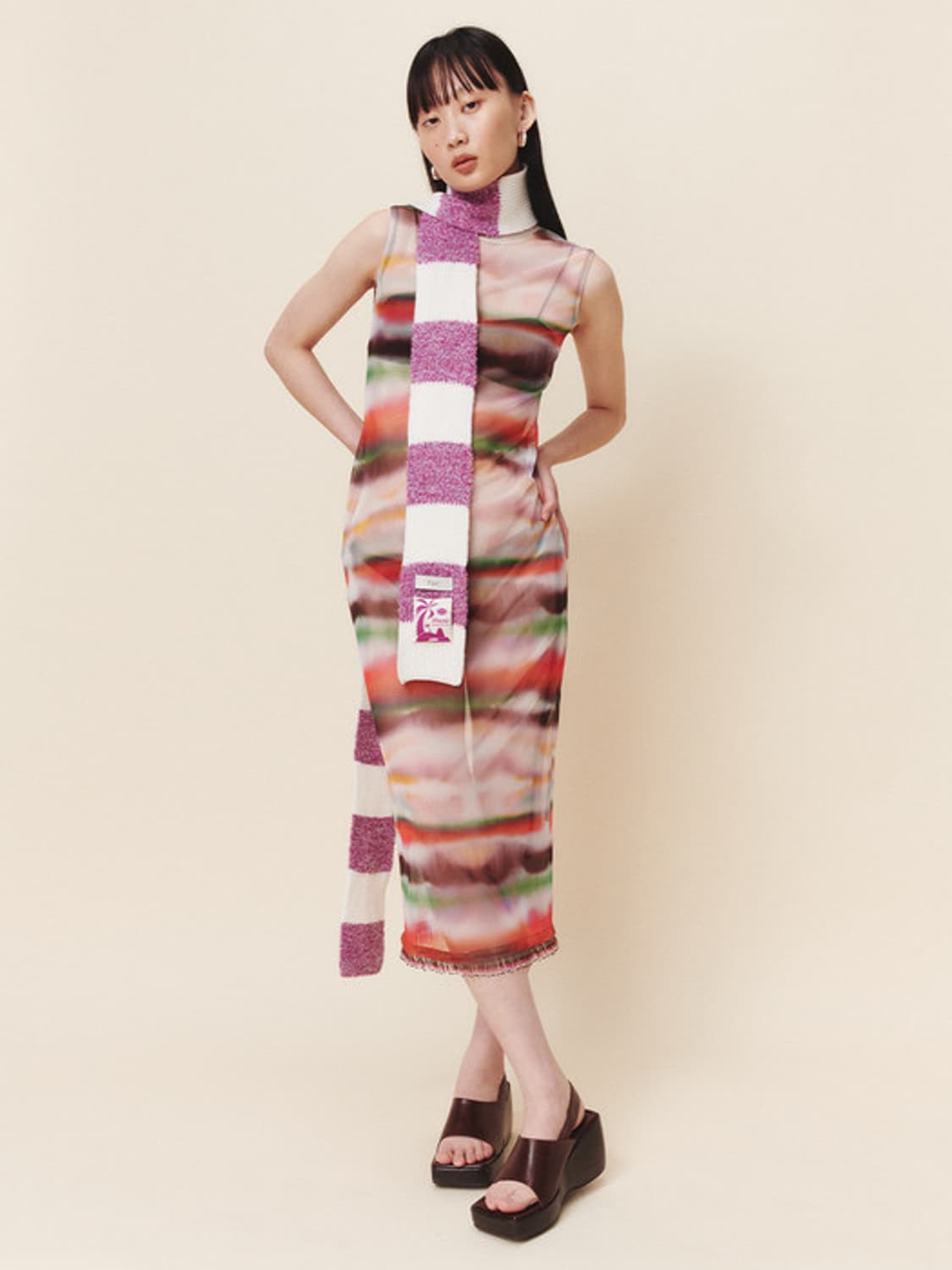 Kijun 기준 Knit Muffler Purple White 상품이미지3