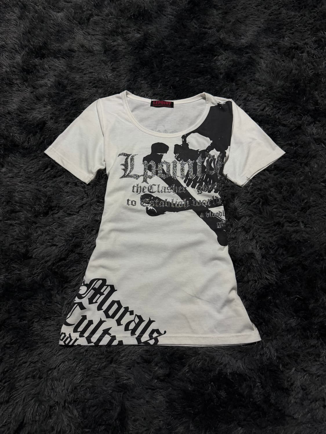 레터링 글리터 해골 세미펑크 반팔 티셔츠 상품이미지1