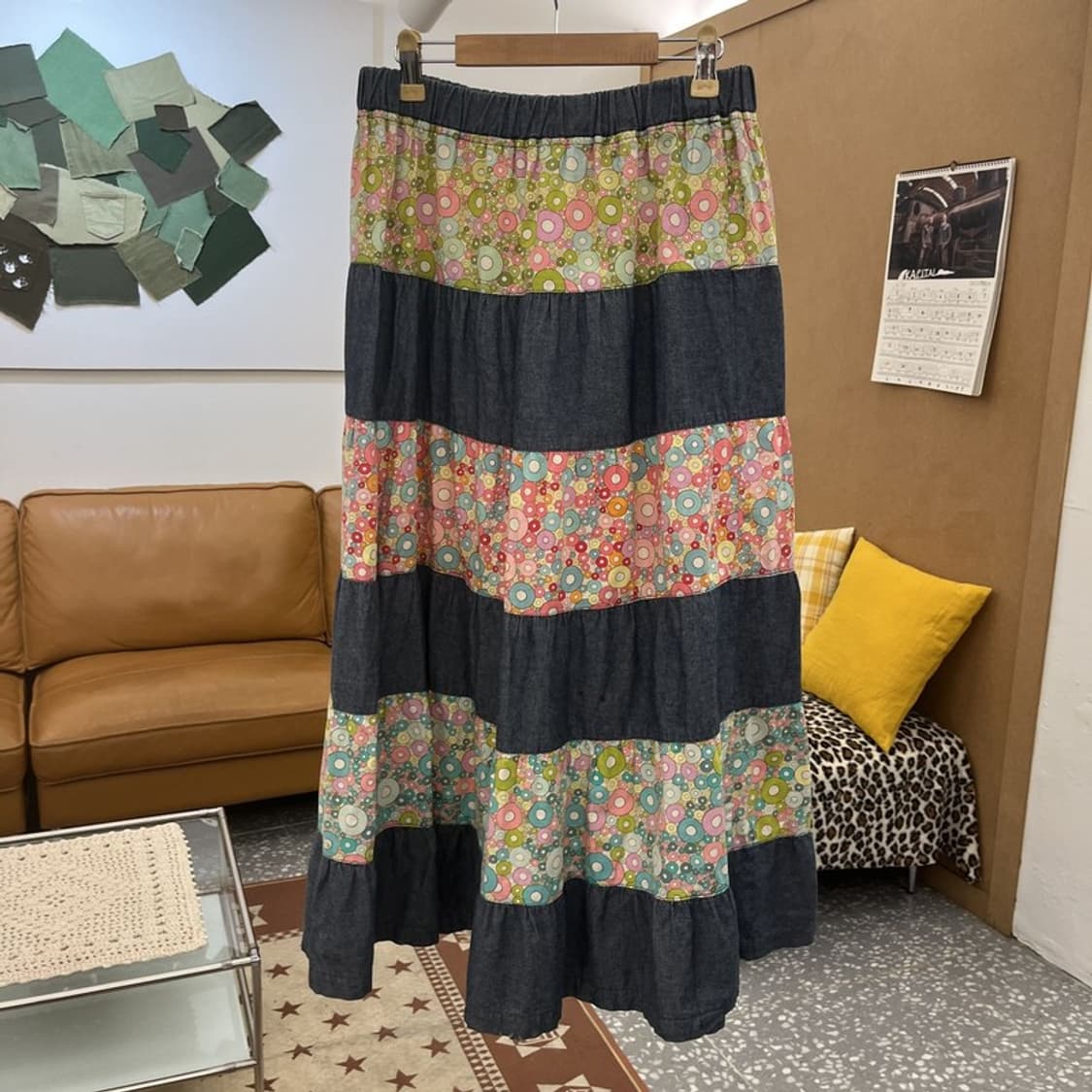  빈티지 모리 에스닉 히피 플라워 패치워크 롱스커트 26인치 C10440 상품이미지4