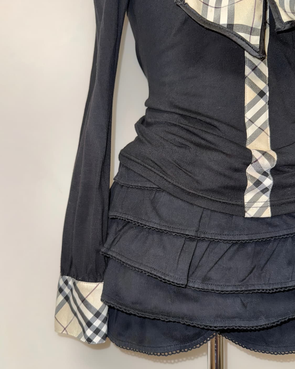 *레어* 핑크믹스 갸루 리본 체크 롱슬리브 상품이미지7