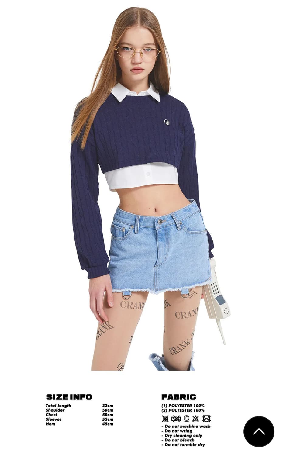 크랭크 트위스트 크롭 니트웨어 네이비 상품이미지8